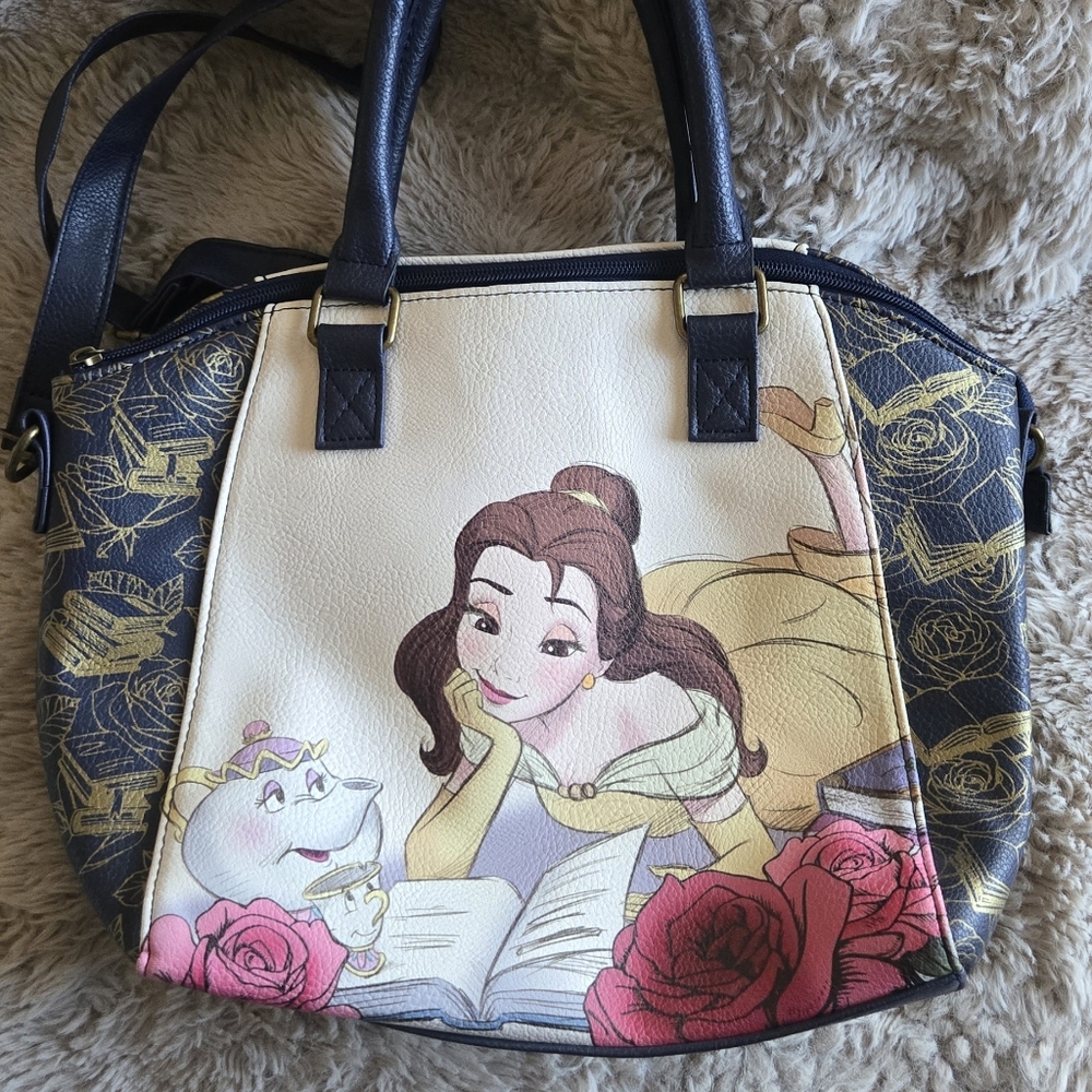 Loungefly Disney Belle Floral Dome Satchel in Ivory, Navy, Pink, Gold